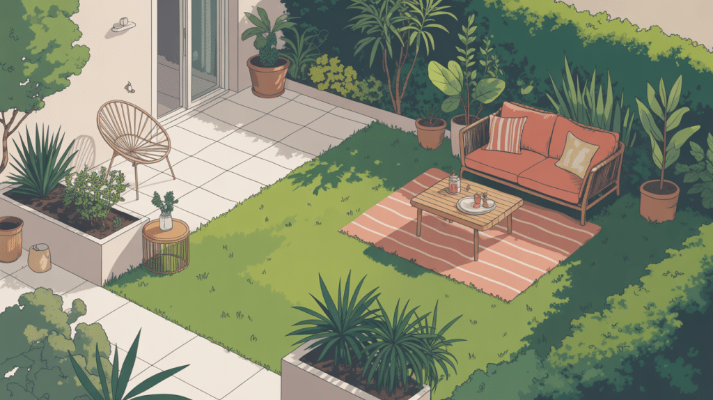 aménager un petit jardin de 50m2 illustration globale