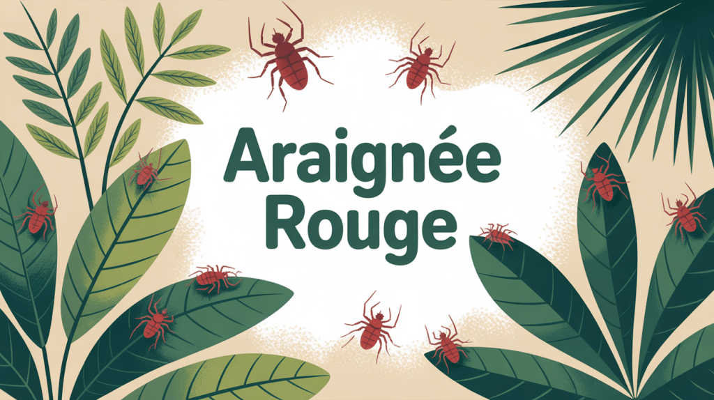 illustration araignée rouge maison sur plantes d'intérieur