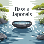 bassin japonais au centre d'un jardin zen