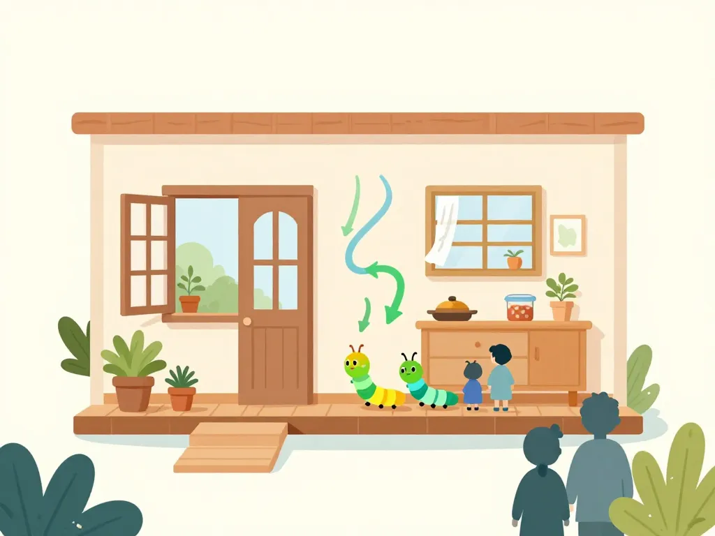 chenille dans la maison illustration points d’accès