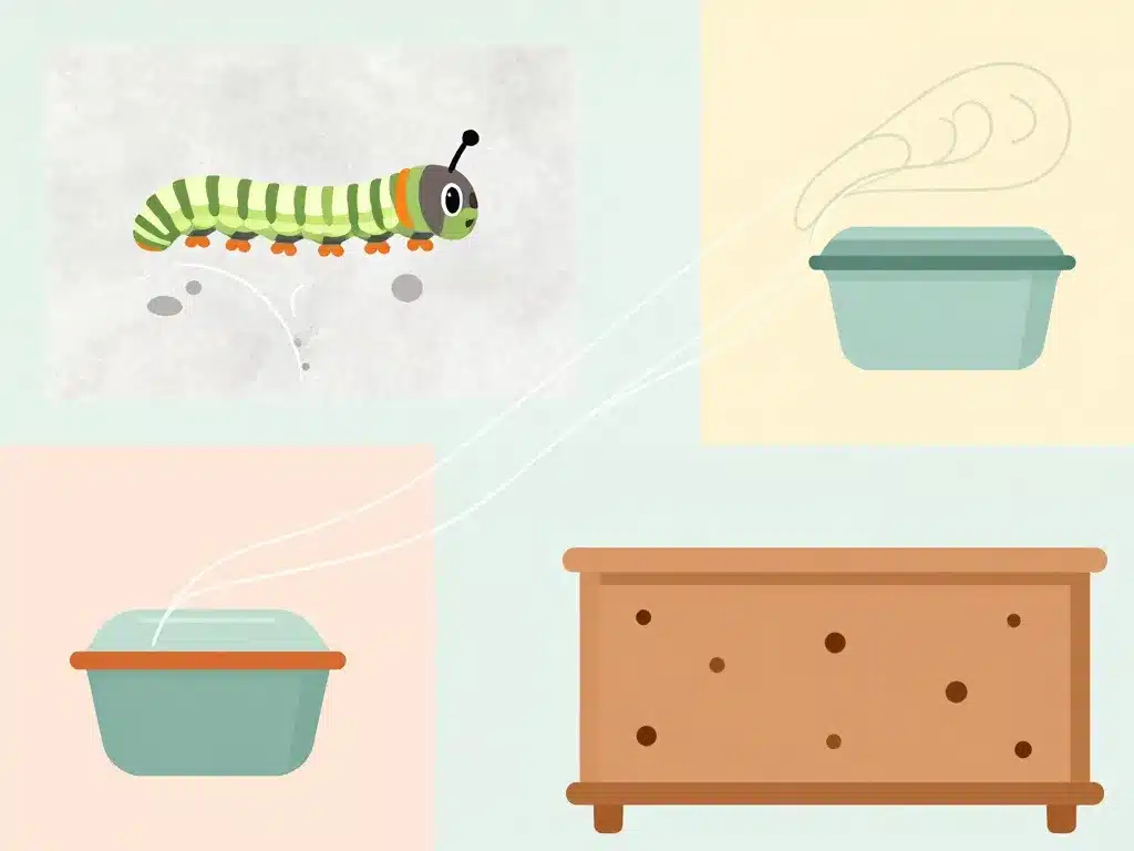 chenille dans la maison dommages textiles aliments meubles