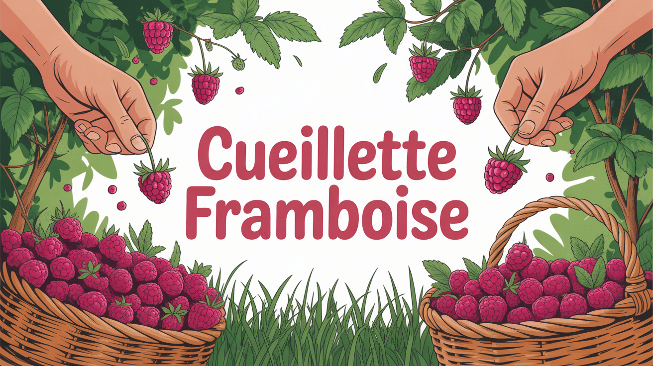 Cueillir framboises mûres panier jardin été