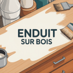 Illustration enduit sur bois application main spatule