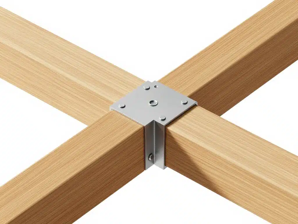 schema equerre charpente bois fixation deux poutres