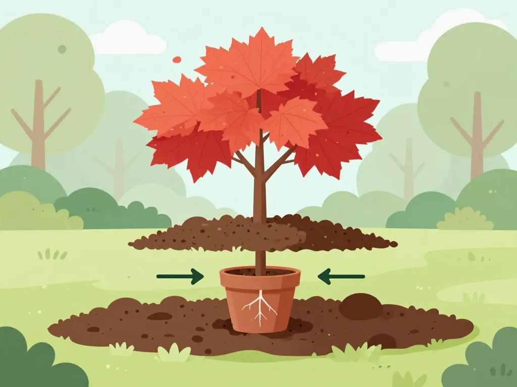 erables rouges japon plantation en pot et terre