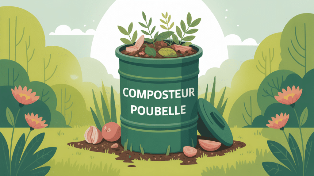 fabriquer un composteur avec une poubelle illustration jardin écologique