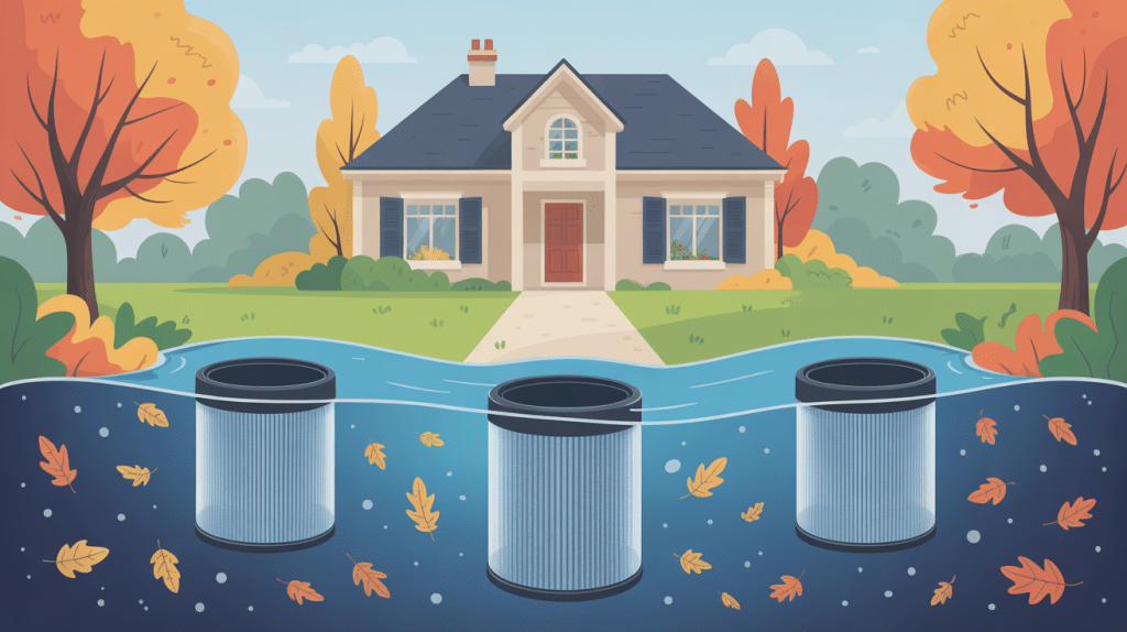 filtre pour gouttière sur maison toiture propre automne