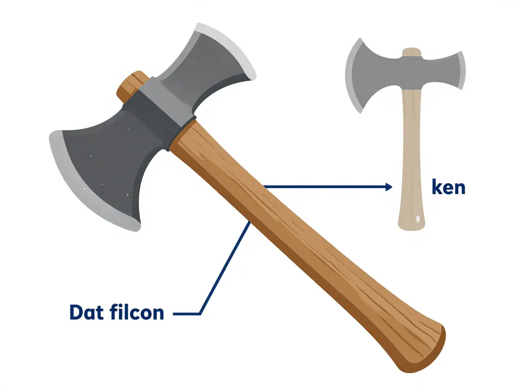 détails techniques hachette viking lame acier manche bois