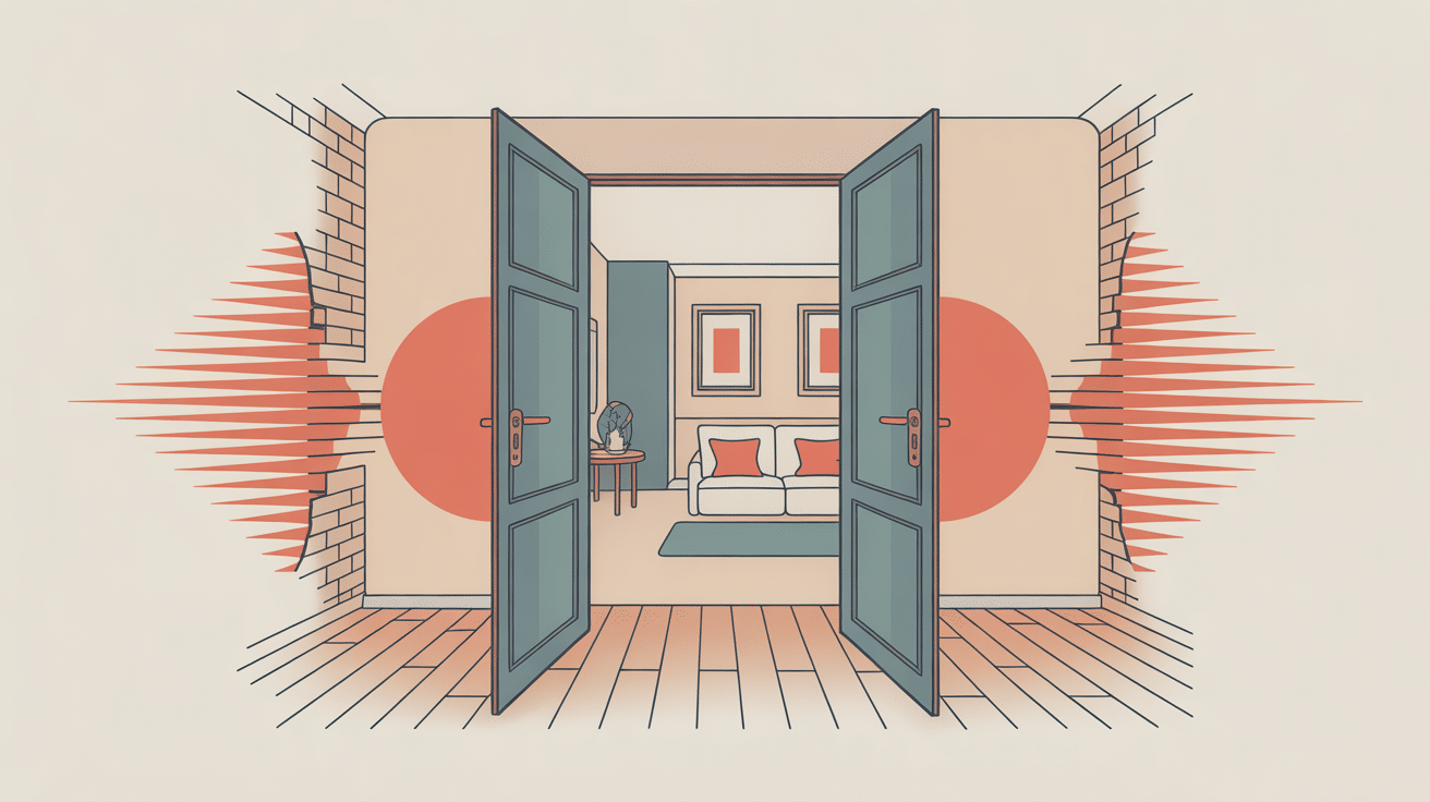 isolation phonique mur mitoyen faible épaisseur illustration vectorielle appartement