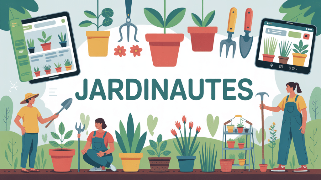 illustration les jardinautes entre numérique et jardinage