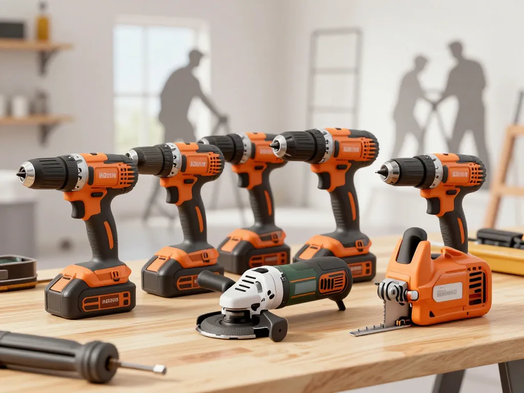 Scène produits outils marque Erbauer rénovation