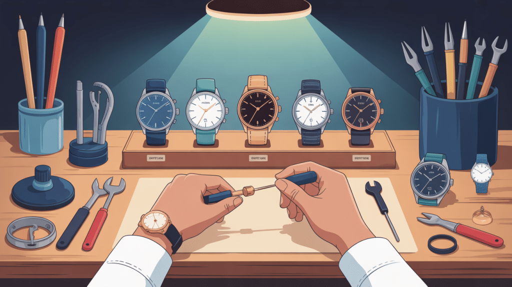 outil pour ouvrir les montres sur poste de travail horloger