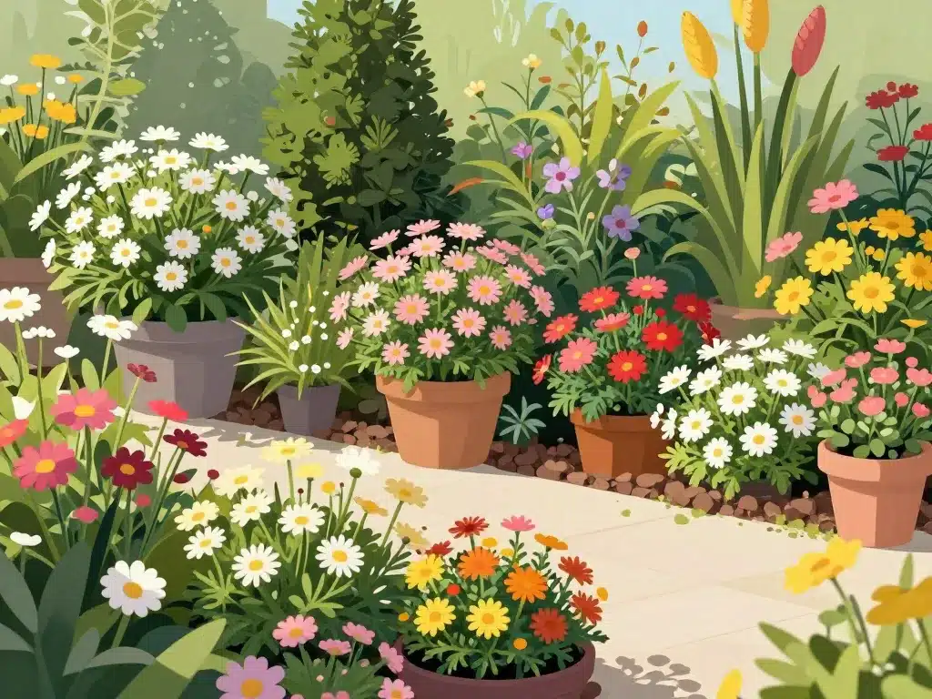 scène marguerite couleur diversité jardin