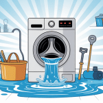illustration machine à laver fuite par le bas