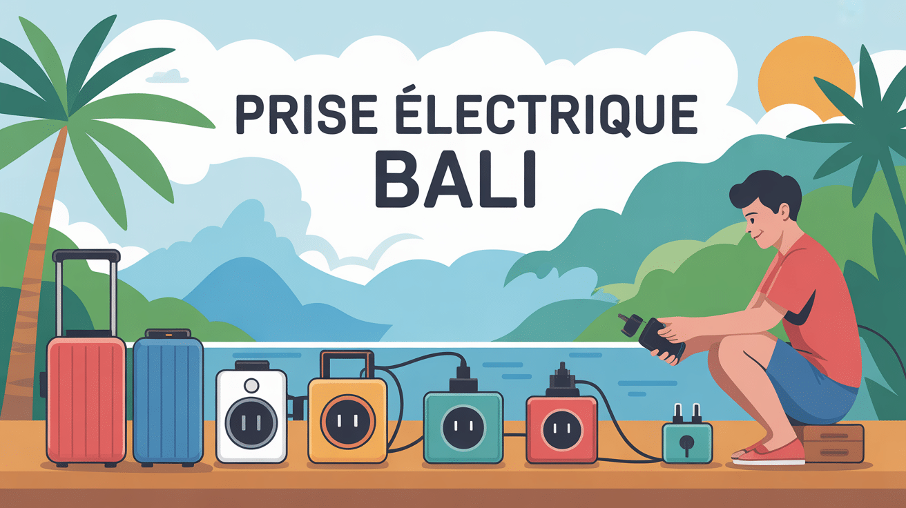 illustration voyageur prise electrique bali