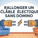 Illustration montrant rallonger un câble électrique sans domino avec connecteurs sécurisés