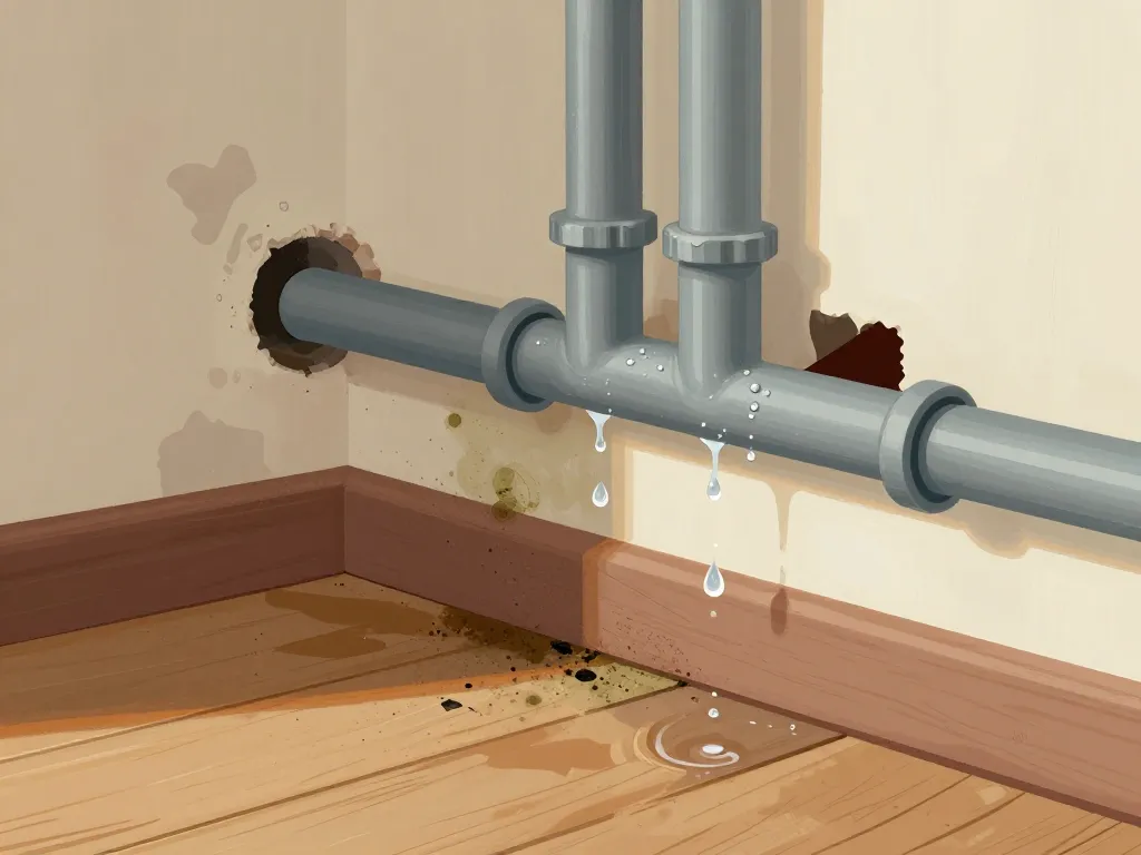 dégâts condensation tuyau eau froide murs sols