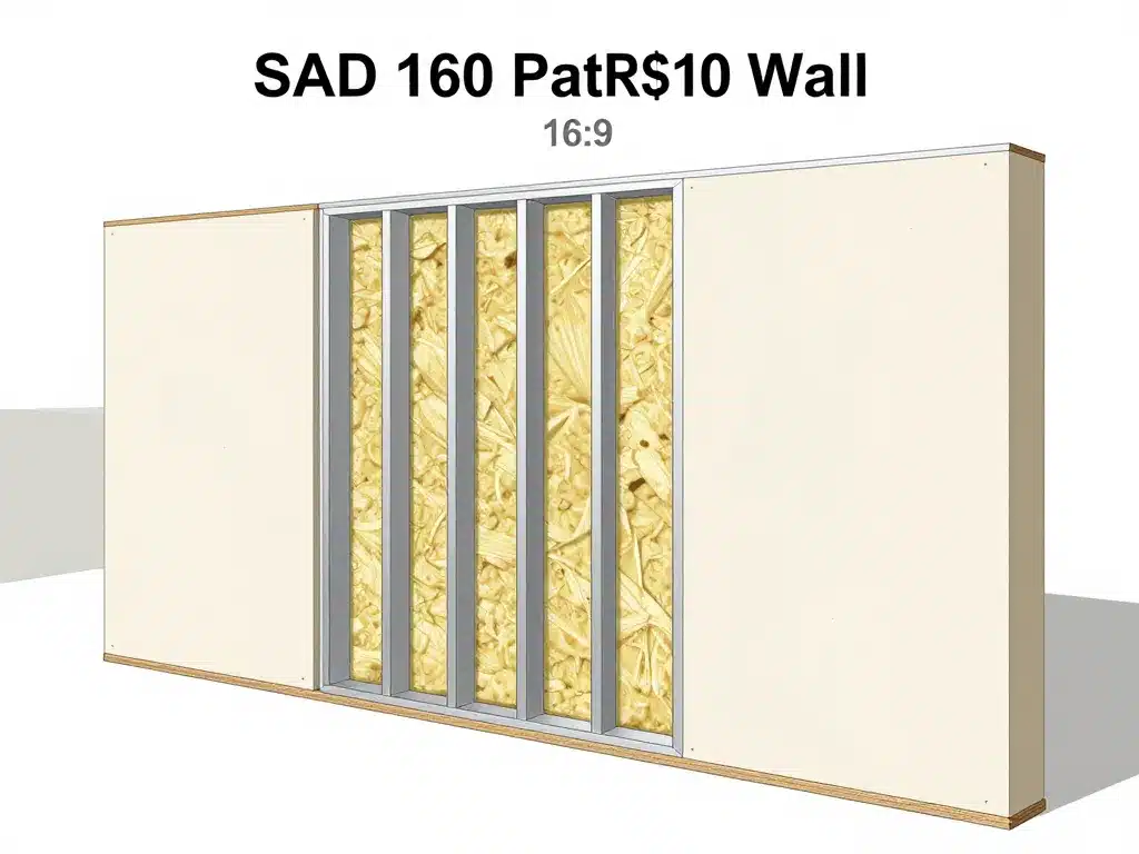 Schéma technique cloison sad 160 double ossature, isolation acoustique