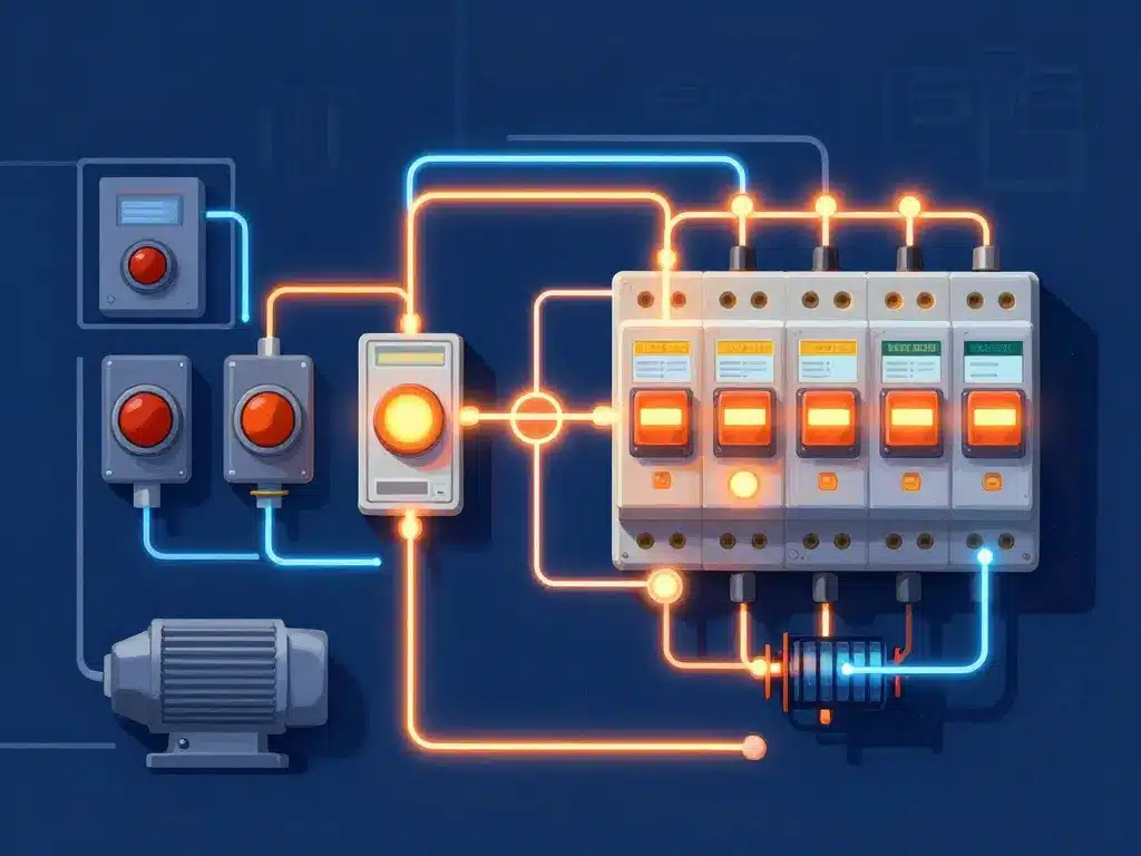 Schema du contacteur chemin du courant commande et puissance