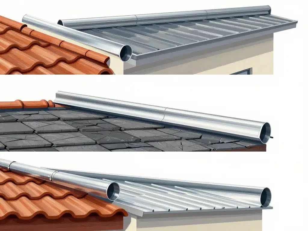 Illustration des types de solin mural pour toiture tuile ardoise bac acier