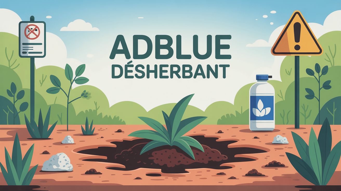 Illustration des dangers AdBlue désherbant, pollution et sol abîmé