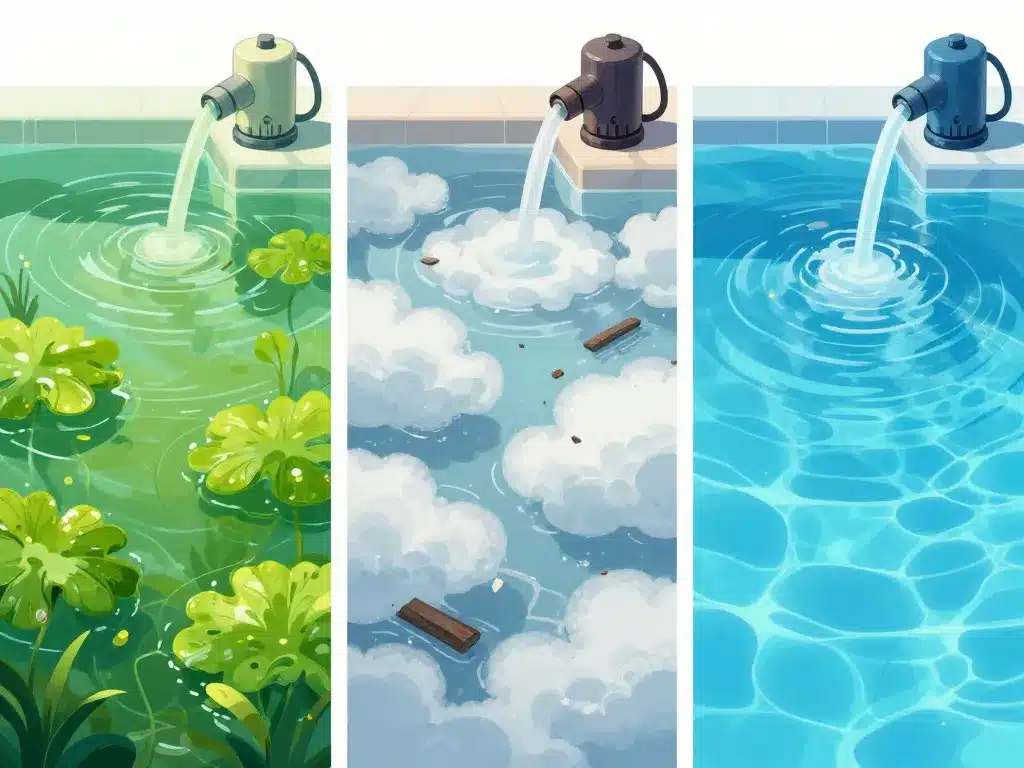 Piscine claire verte trouble chlore choc combien de temps faire tourner la pompe
