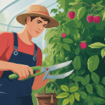 illustration stylisée sur comment et quand tailler les framboisiers