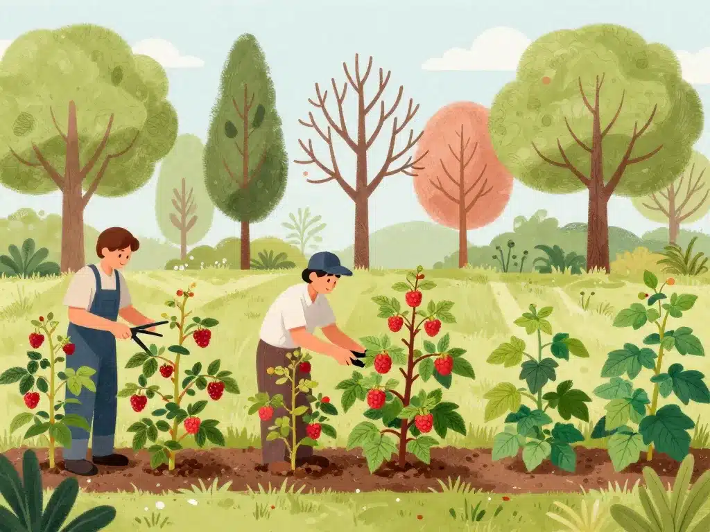 illustration saisons comment et quand tailler les framboisiers