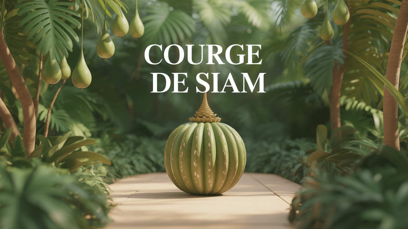 courge de siam dans jardin tropical, fruits verts