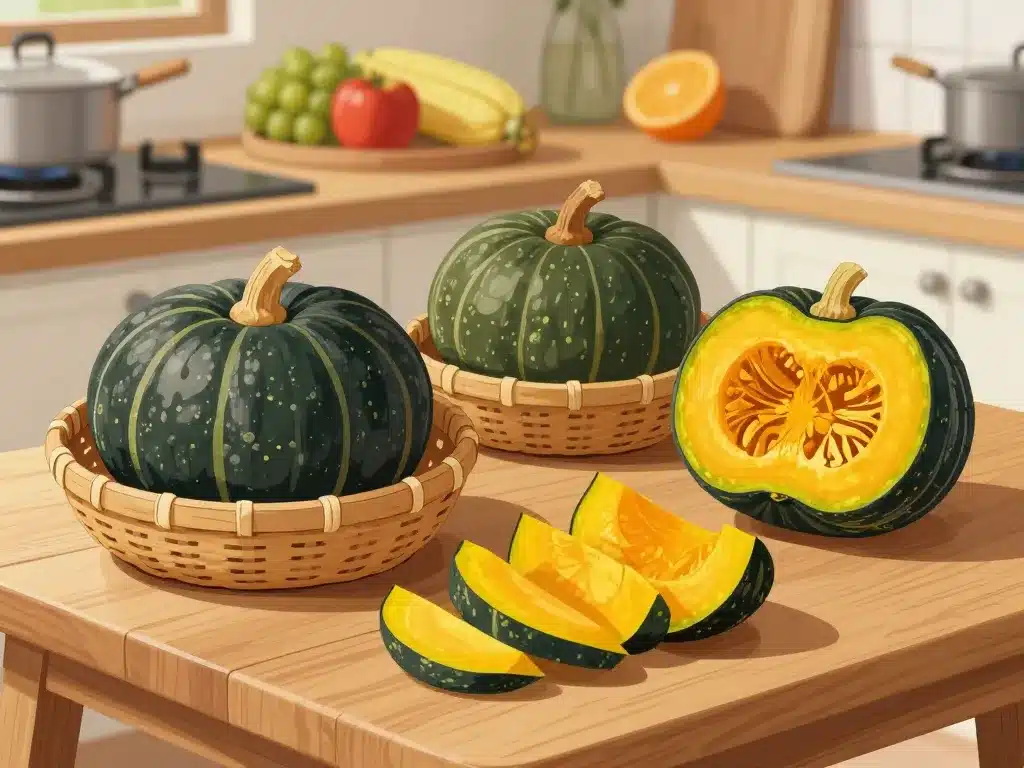 courge de siam récoltée et préparée en cuisine