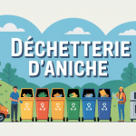 illustration déchetterie aniche organisation agents véhicules bacs tri