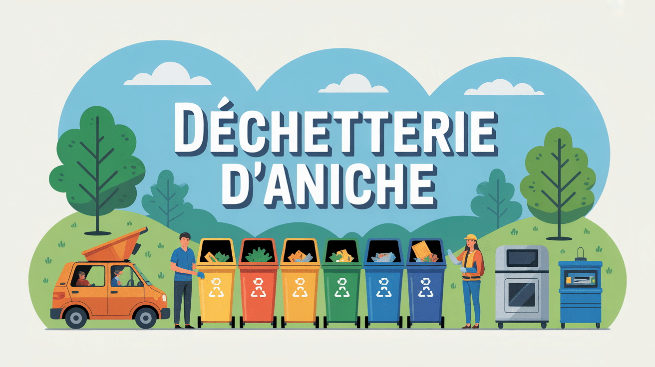 illustration déchetterie aniche organisation agents véhicules bacs tri