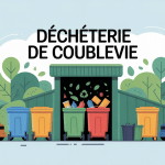 illustration de la déchèterie coublevie avec véhicules et bennes