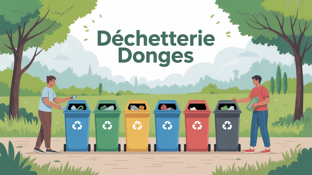 Vue générale déchetterie Donges tri usagers bennes