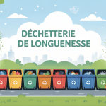 Déchetterie Longuenesse vue d'ensemble, bennes et véhicules