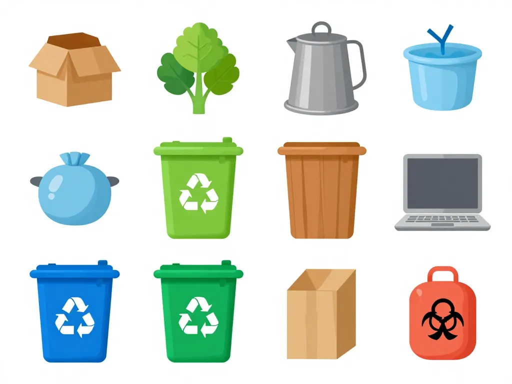 Icônes tri déchets à la déchetterie Longuenesse