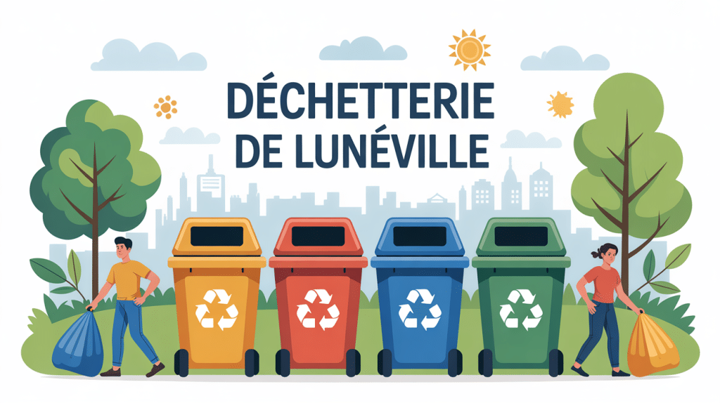 Vue vectorielle dechetterie Luneville avec bennes tri et recyclage