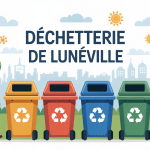 Vue vectorielle dechetterie Luneville avec bennes tri et recyclage