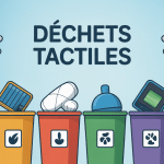 Déchet tactile sur contenants séparés code couleur