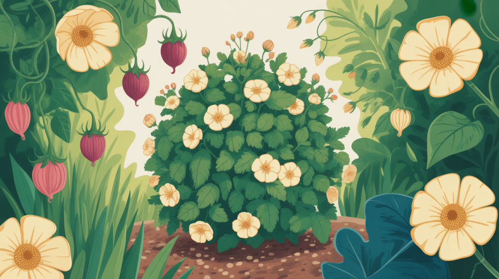 inconvénient chèvrefeuille fleurs baies lianes illustration