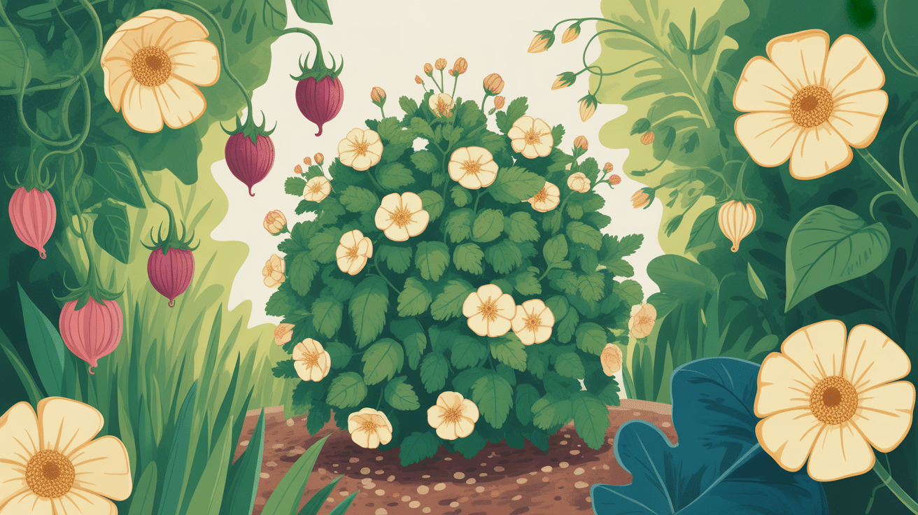 inconvénient chèvrefeuille fleurs baies lianes illustration