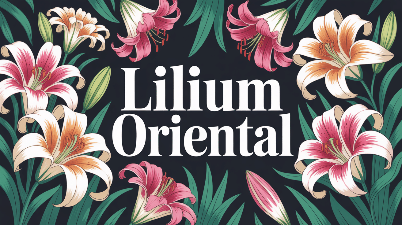 lilium oriental en fleurs dans un massif estival