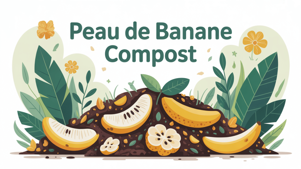 Illustration vectorielle peau de banane compost moderne