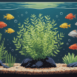 Illustration plante crevette Aegagropila et crevettes naines