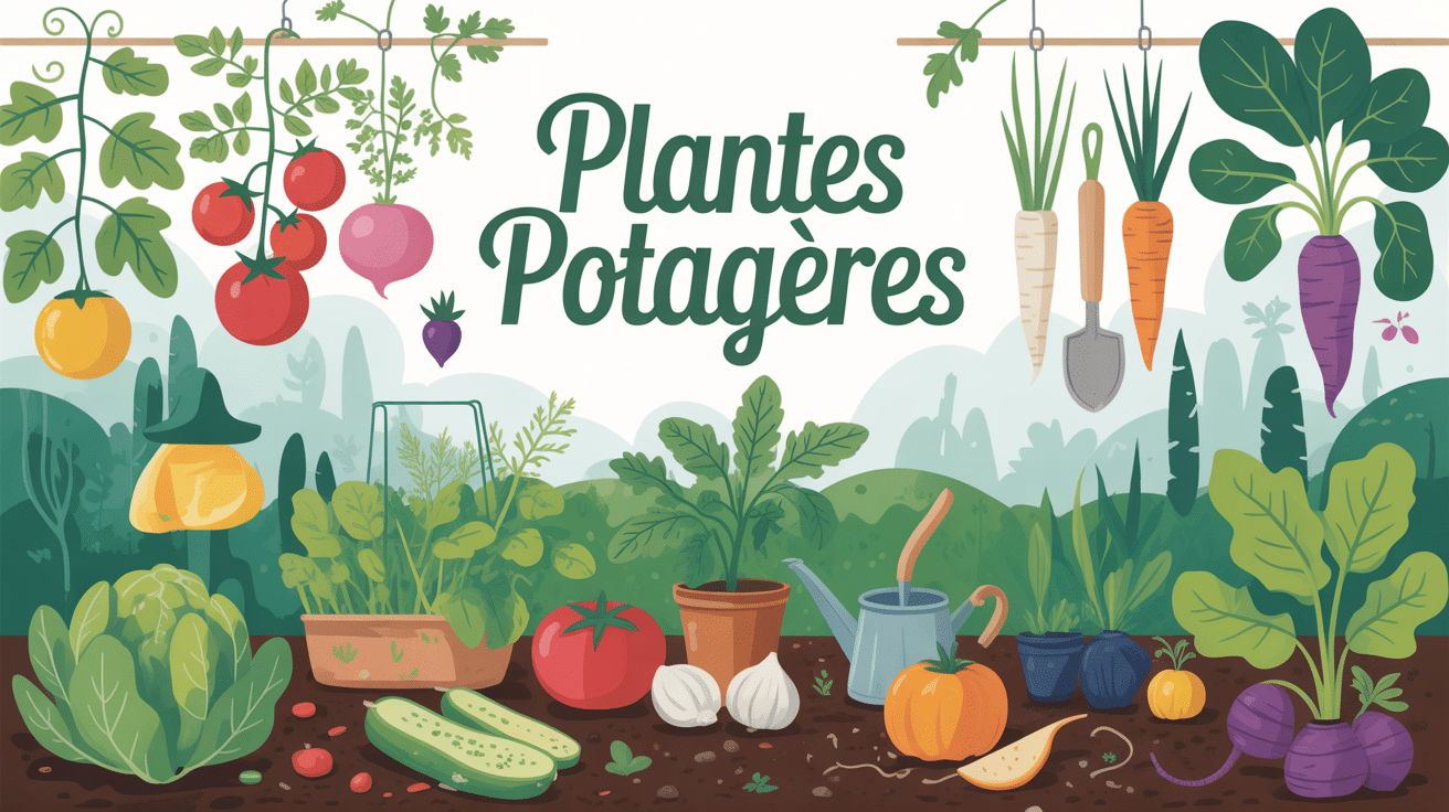 Plante potagère top 7 dans un potager illustré