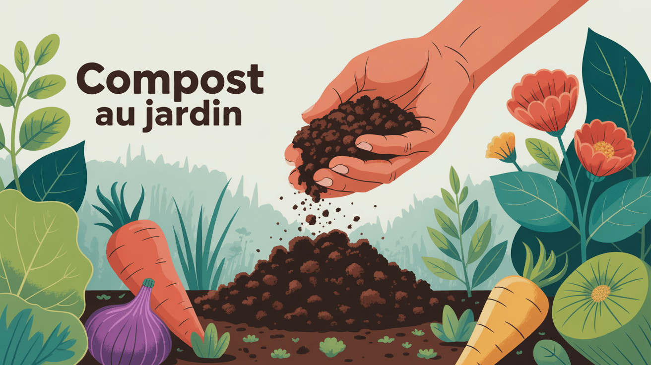 Quand mettre du compost dans le jardin, main répandant compost, ambiance printemps et automne
