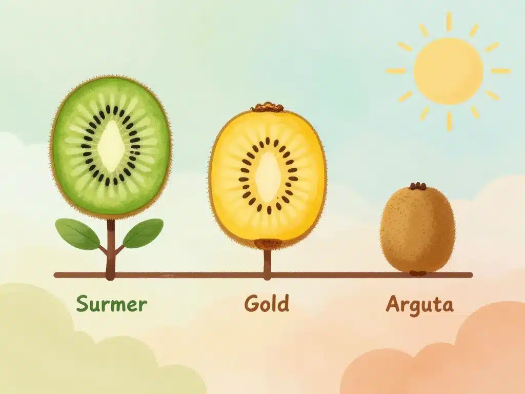 Quand ramasser les kiwis, comparaison variétés timeline