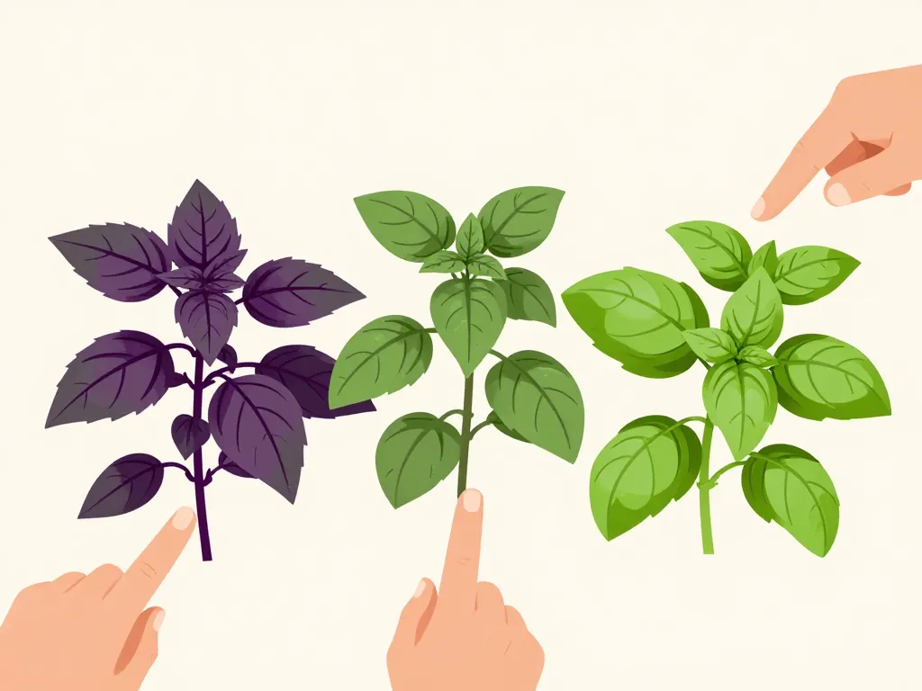 feuilles basilic thailandais à côté du basilic européen comparaison