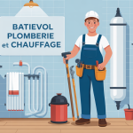 Artisan batievol plomberie et chauffage entouré d’outils et équipements modernes