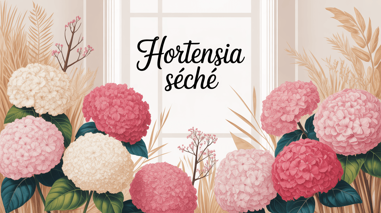 illustration bouquet hortensia seché interieur lumineux